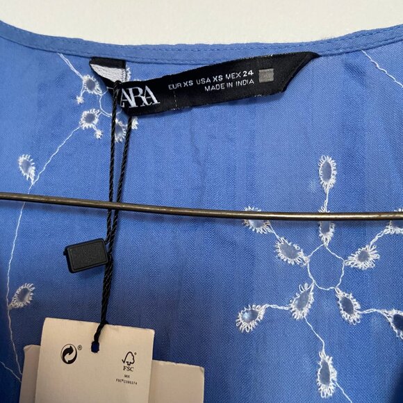 Zara short blue embroidered dress - XS - Picture 5 of 5